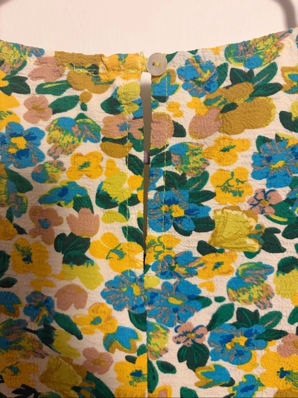 Umgee FLORAL Yellow & Teal Peplum Top Large